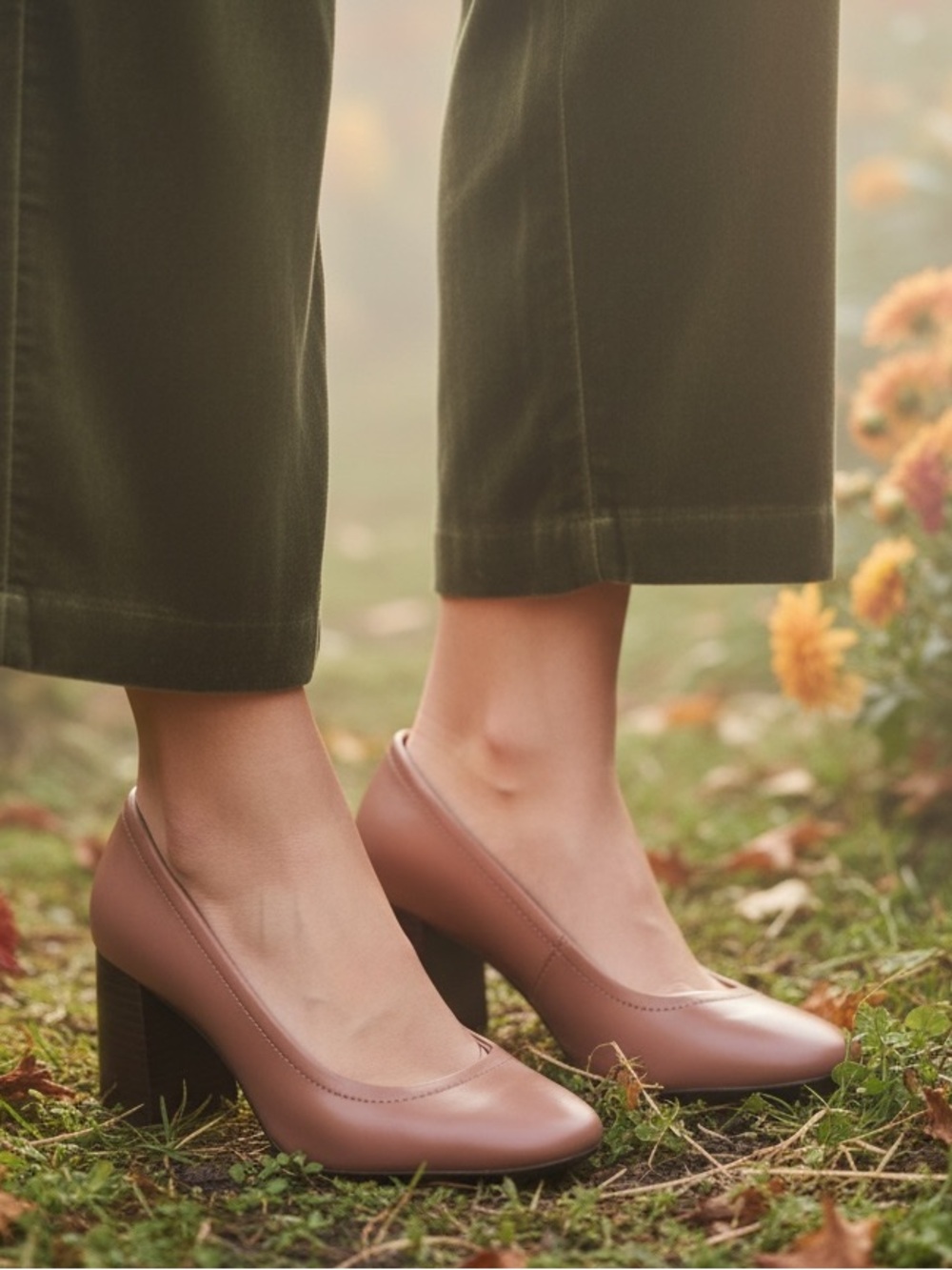 NWOT Bottero Taupe Leather Block Heel Pumps 10